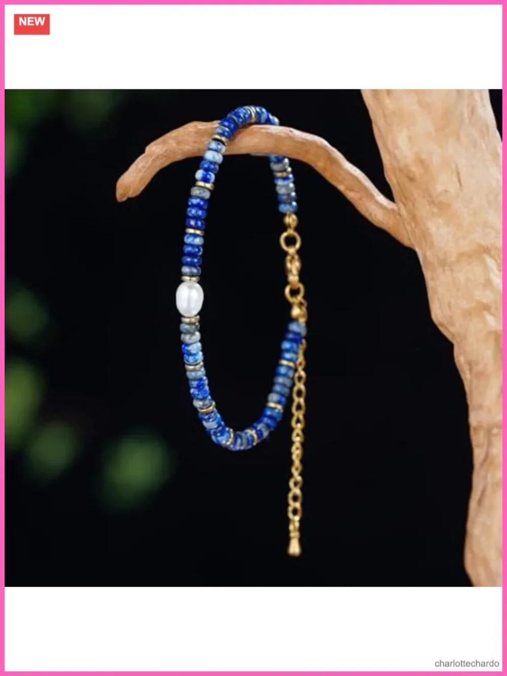 Natural Stone Beaded Strand Wrap Bracelet 18K Gold Plated Lobster Clasp